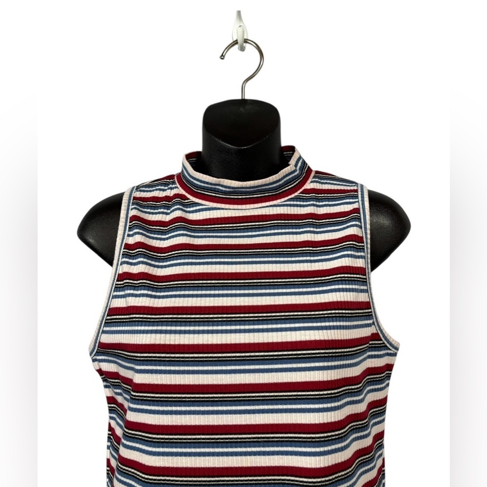Twik by Simons, Ribbed Striped Sleeveless Dress, Large, Blue, Red, White - Picture 5 of 10